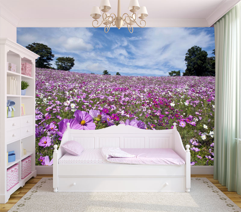 Lilac Meadow Bedroom Wallpaper Wall Mural 800x704