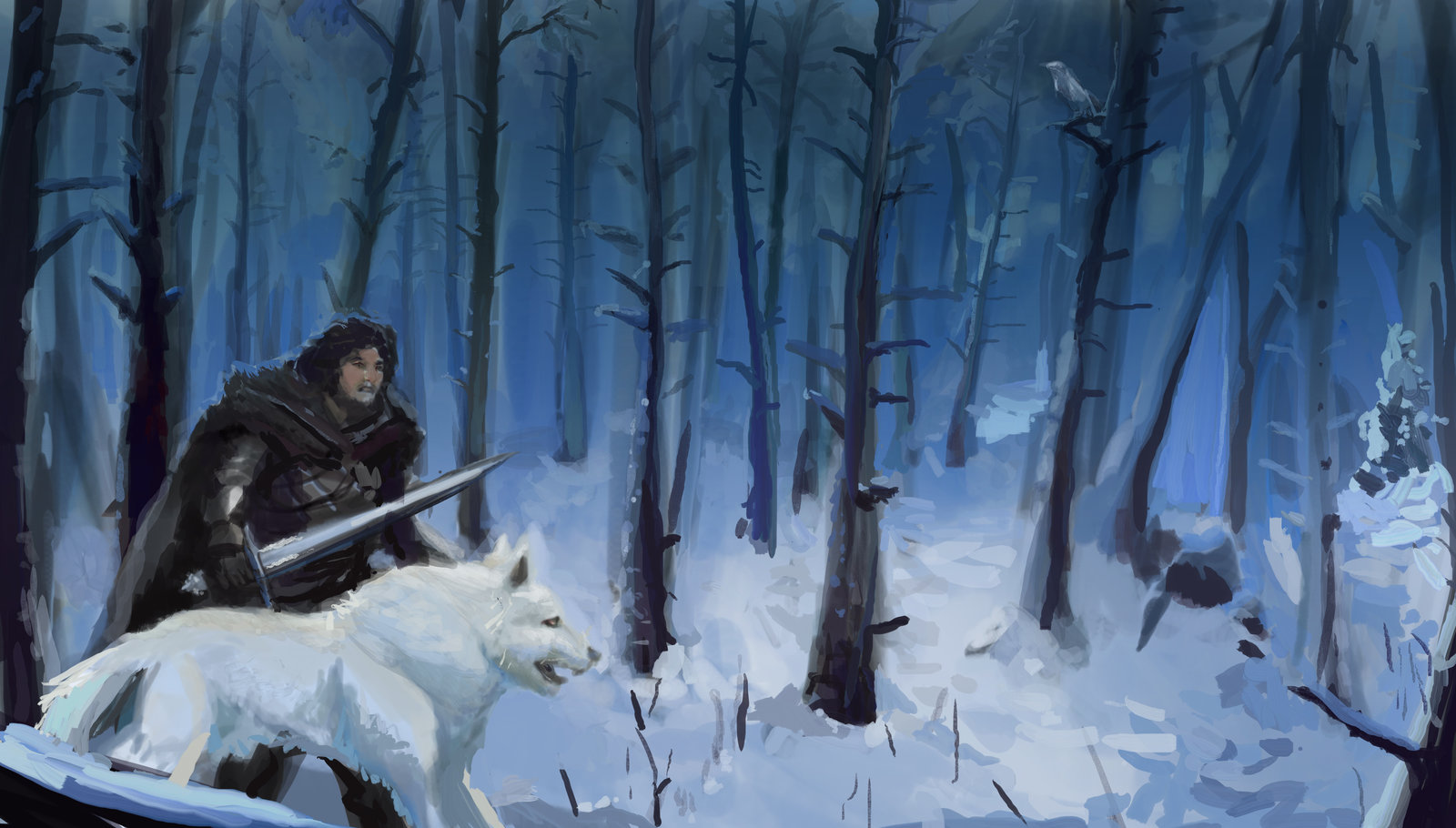 Game Of Thrones John Snow Ranging With Ghost By Zelldweller On