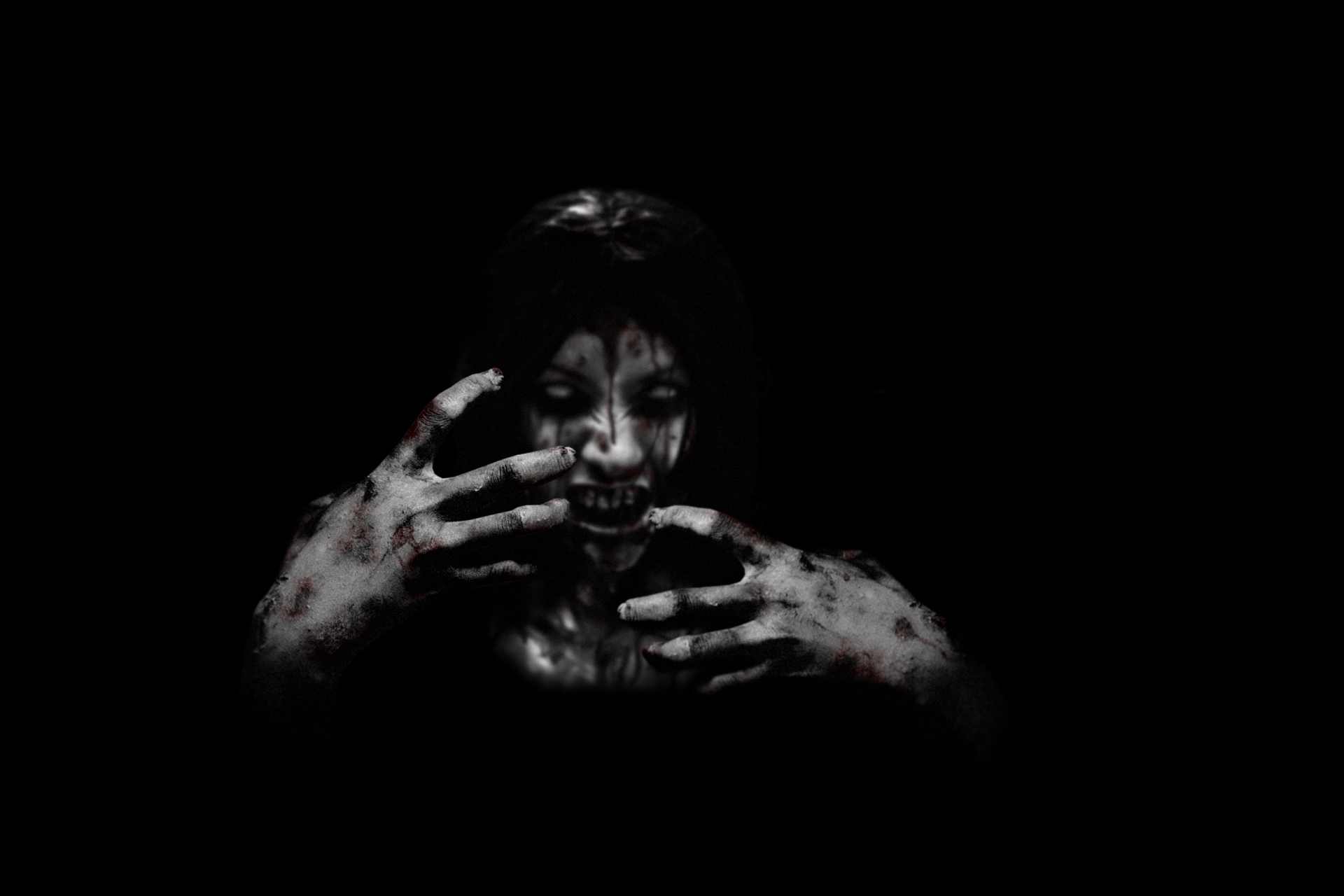 The House Creepy Black Movies Demon Blood Face Dark Horror