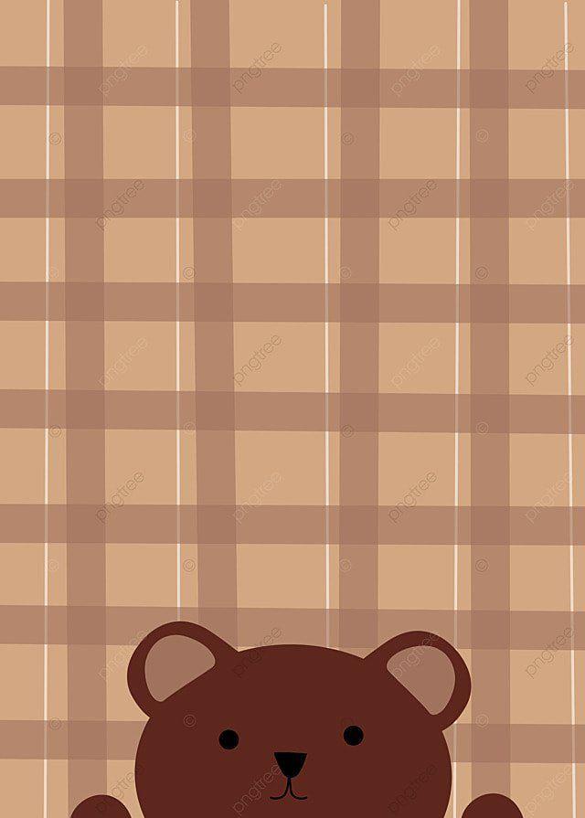 Brownie Bear With Plaid Pattern Background Wallpaper Image For
