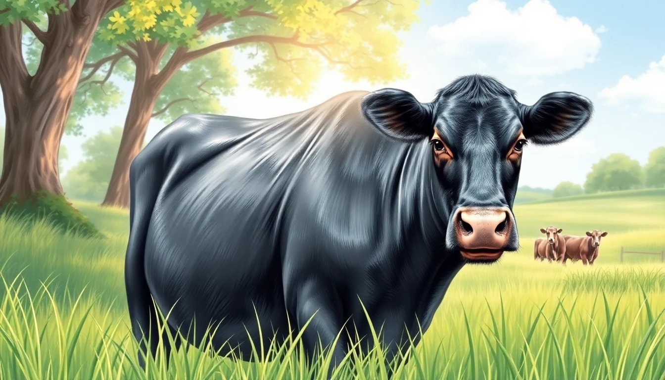 Black Angus Cow Drawing Wallpaper