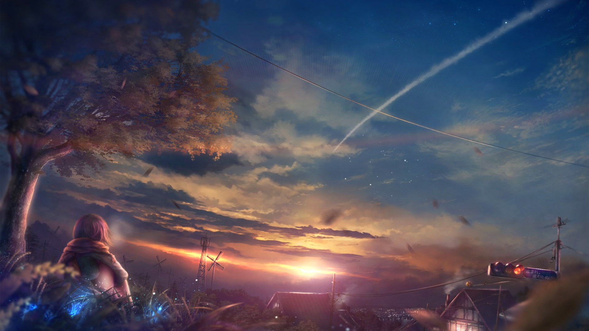 Beautiful Scenery Anime Girl At Sunset Wallpaper