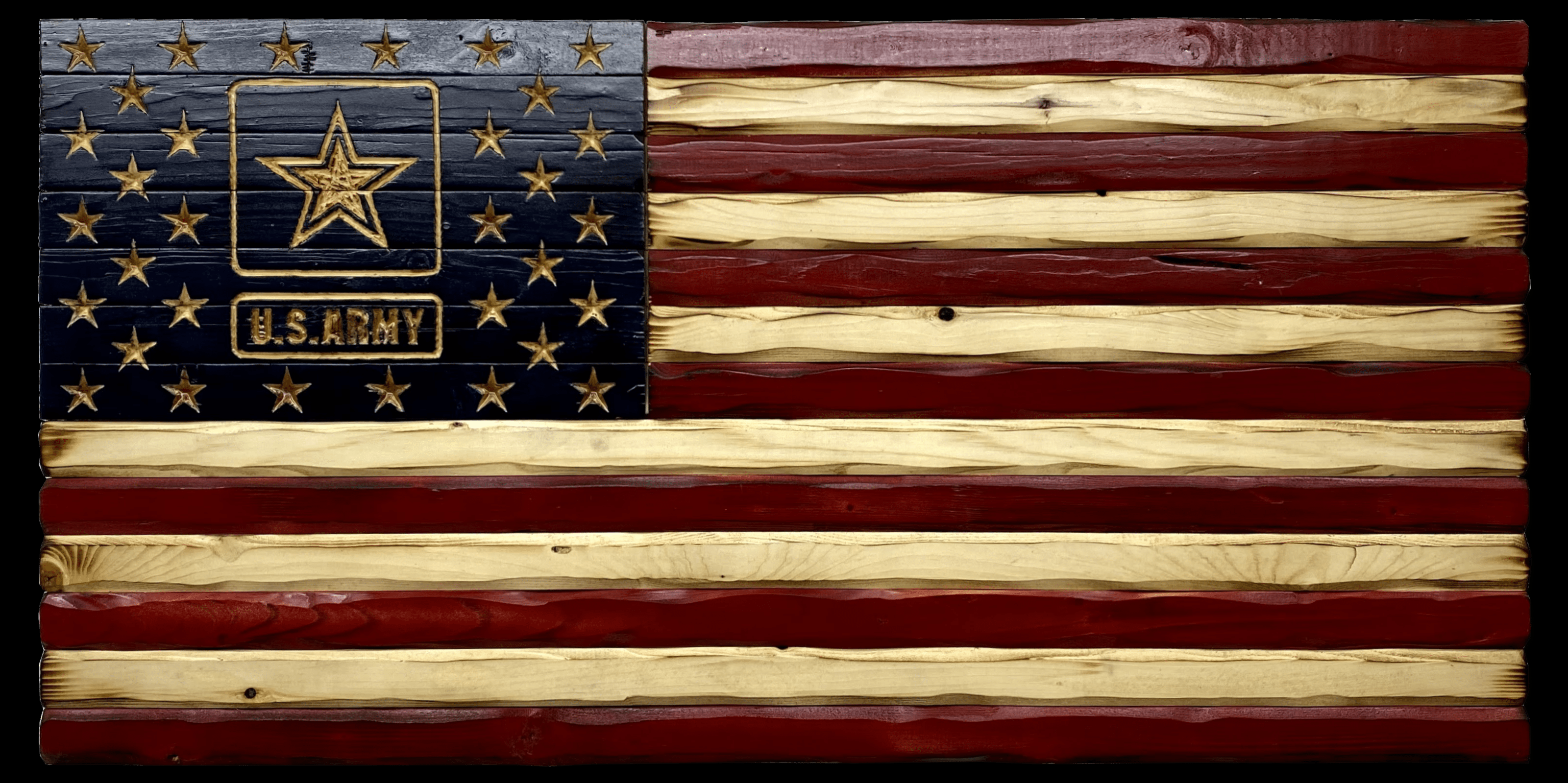 Army Handcarved American Wooden Flag