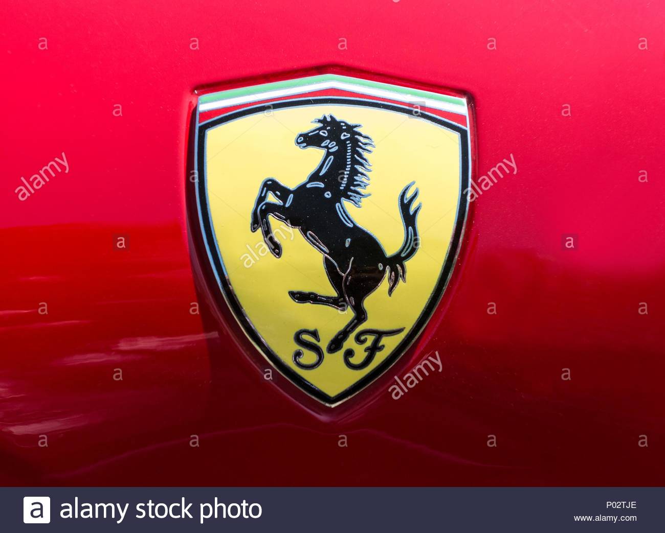 Ferrari logo on red background Stock Photo 206587654   Alamy 1300x1043