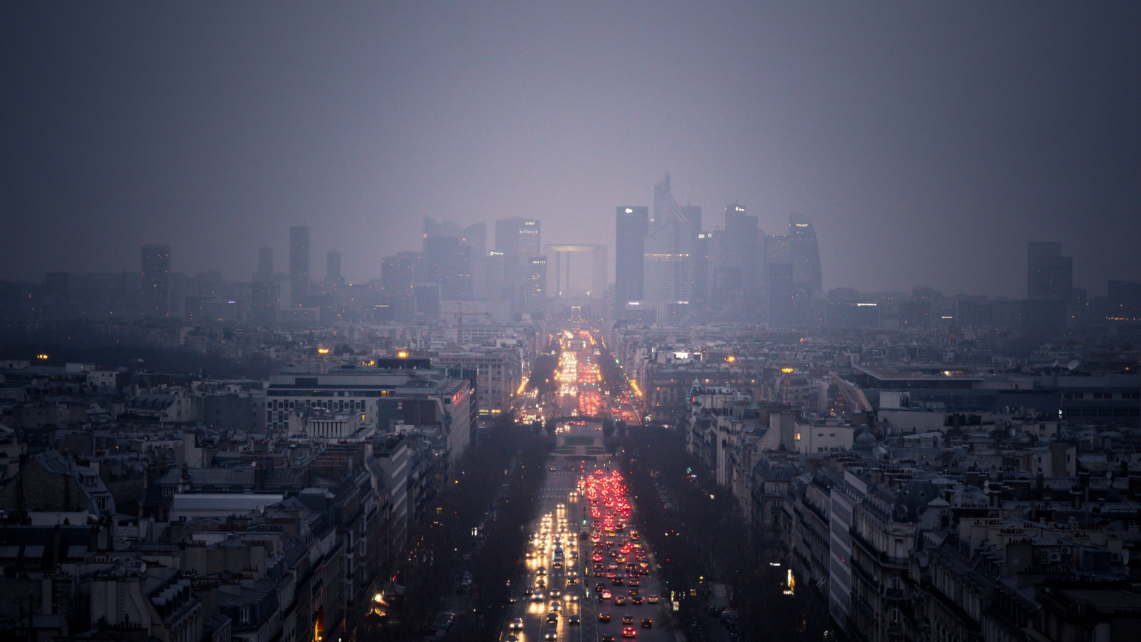 Wallpaper City Skyscrapers Clouds Rain Road