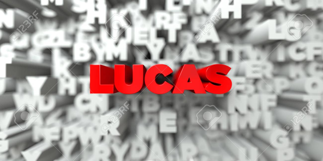 Lucas Red Text On Typography Background 3d Rendered Royalty