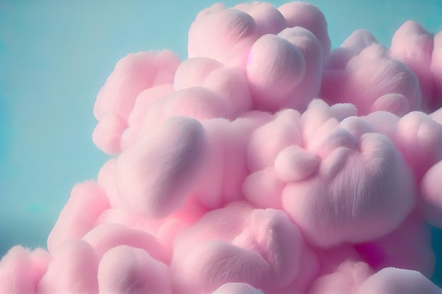 Fluffy Pink Cotton Candy Wallpaper Illustration With Copy Space Beautiful Sweet Candyfloss