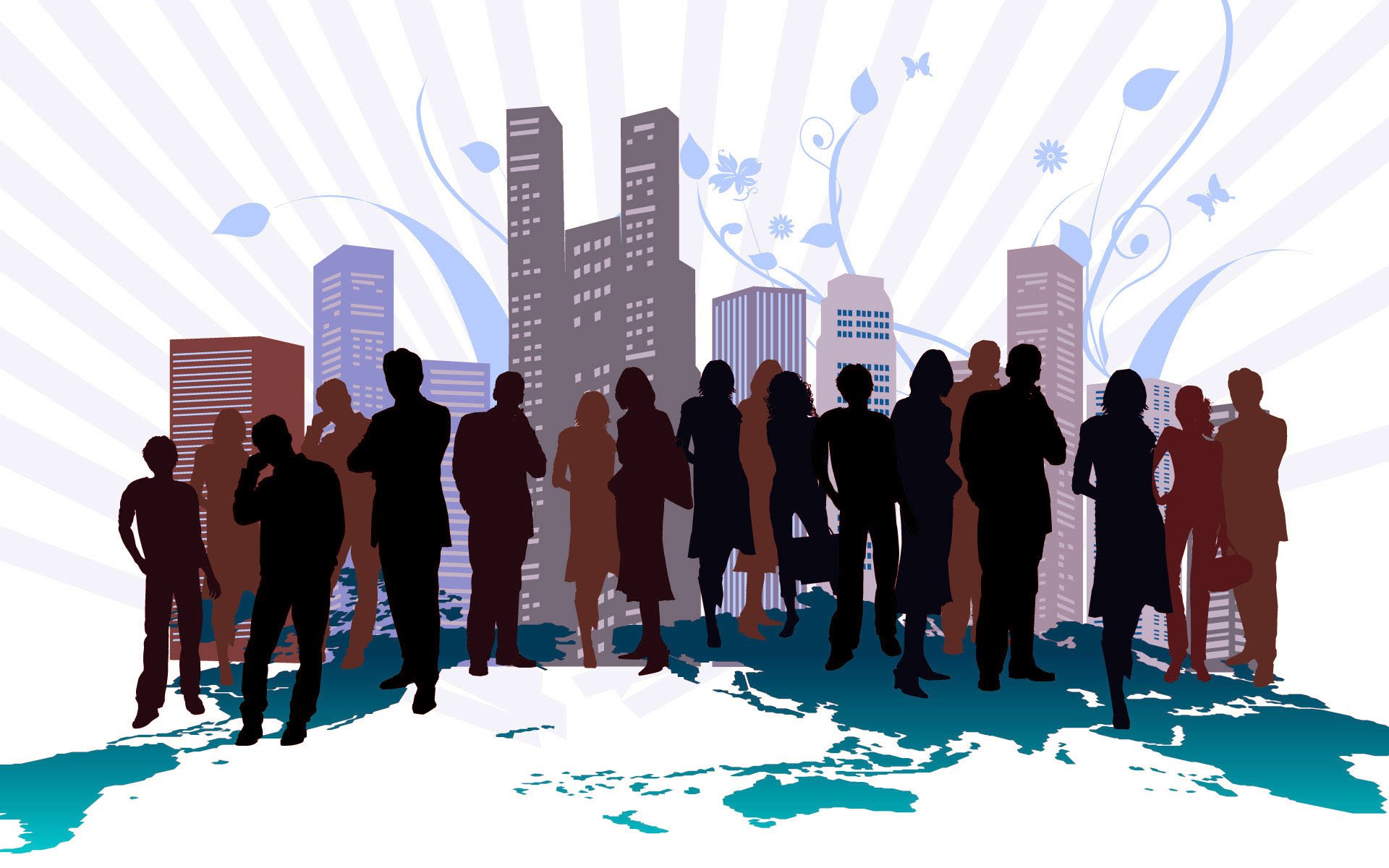 Business People on top of the World   Cool Twitter Backgrounds 1920x1200
