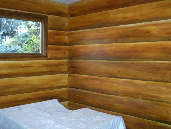 Wall Murals Faux Log Cabin Room
