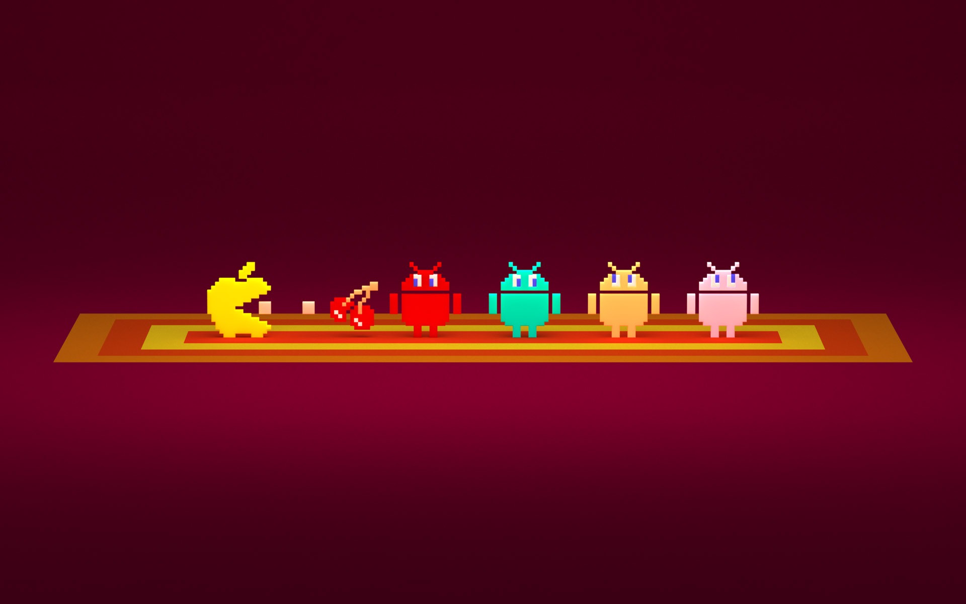 Pac Man Apple And Android Logos Wallpaper