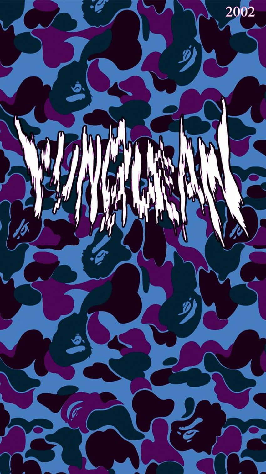 Create An Edgy Stylish Look With Blue Bape Camo Wallpaper
