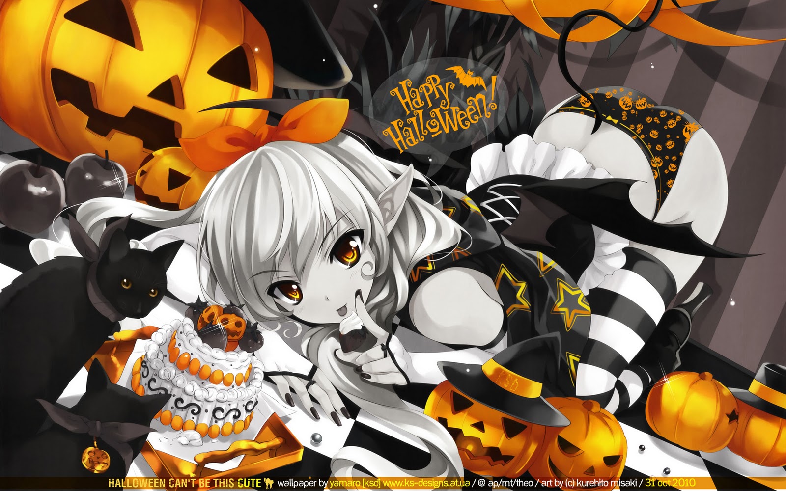 Girls Halloween Hat Long Misaki Pumpkin Tail Jpg