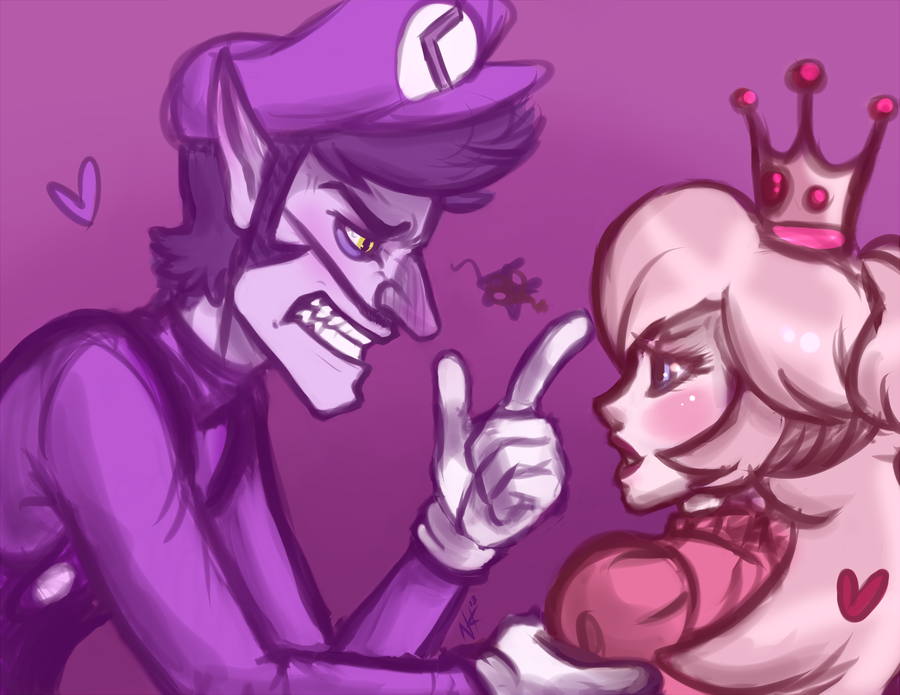 Waluigi And Peach By Candycollie