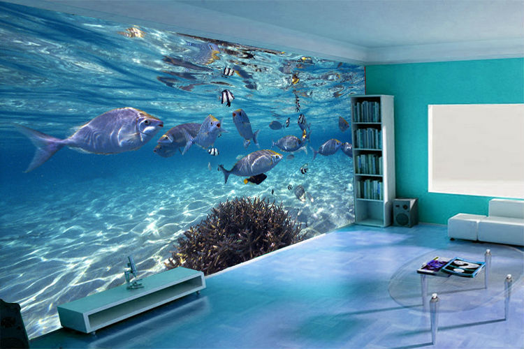 Custom Photo Wallpaper 3d Stereoscopic Underwater World Of Marine Fish