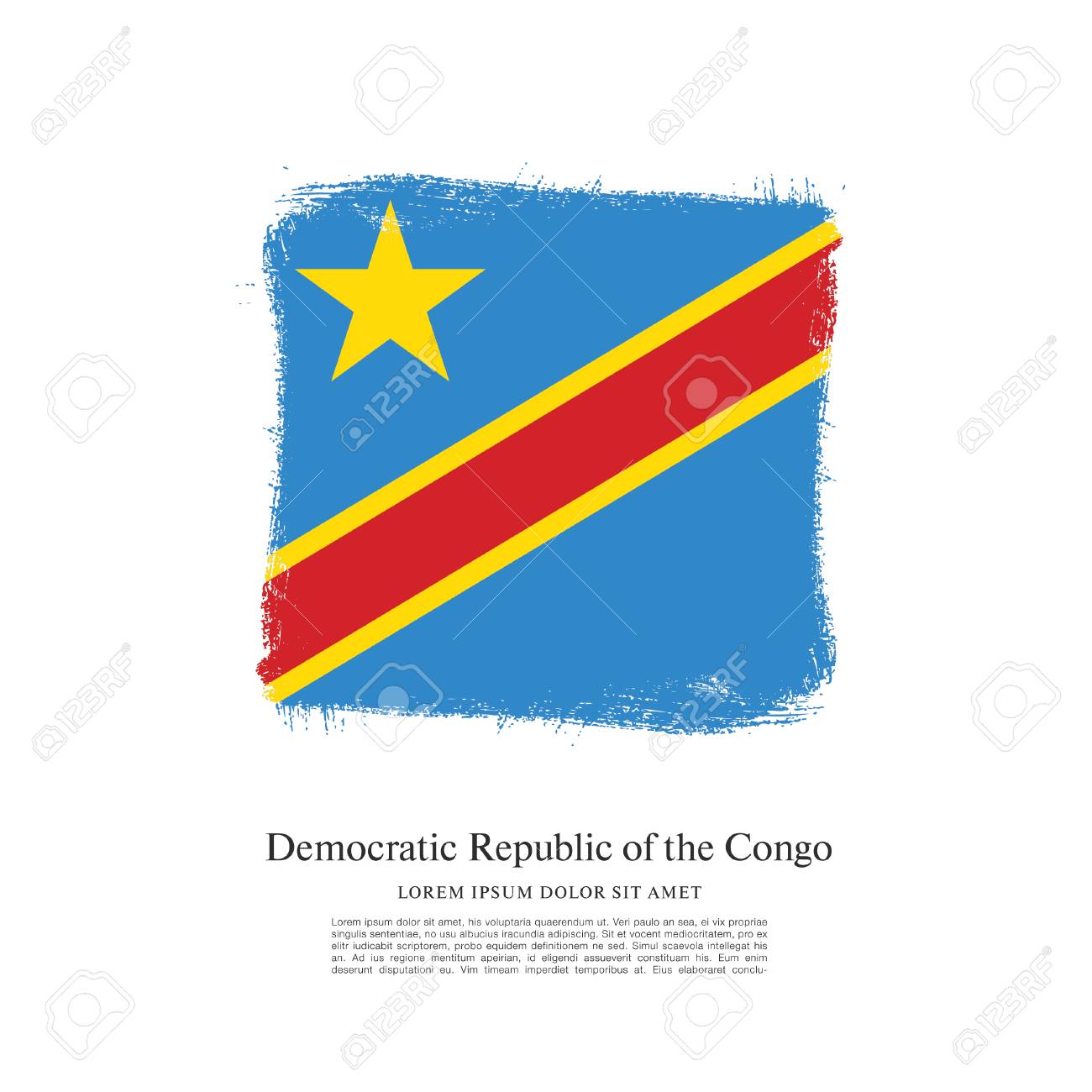 Flag Of The Democratic Republic Congo Brush Stroke