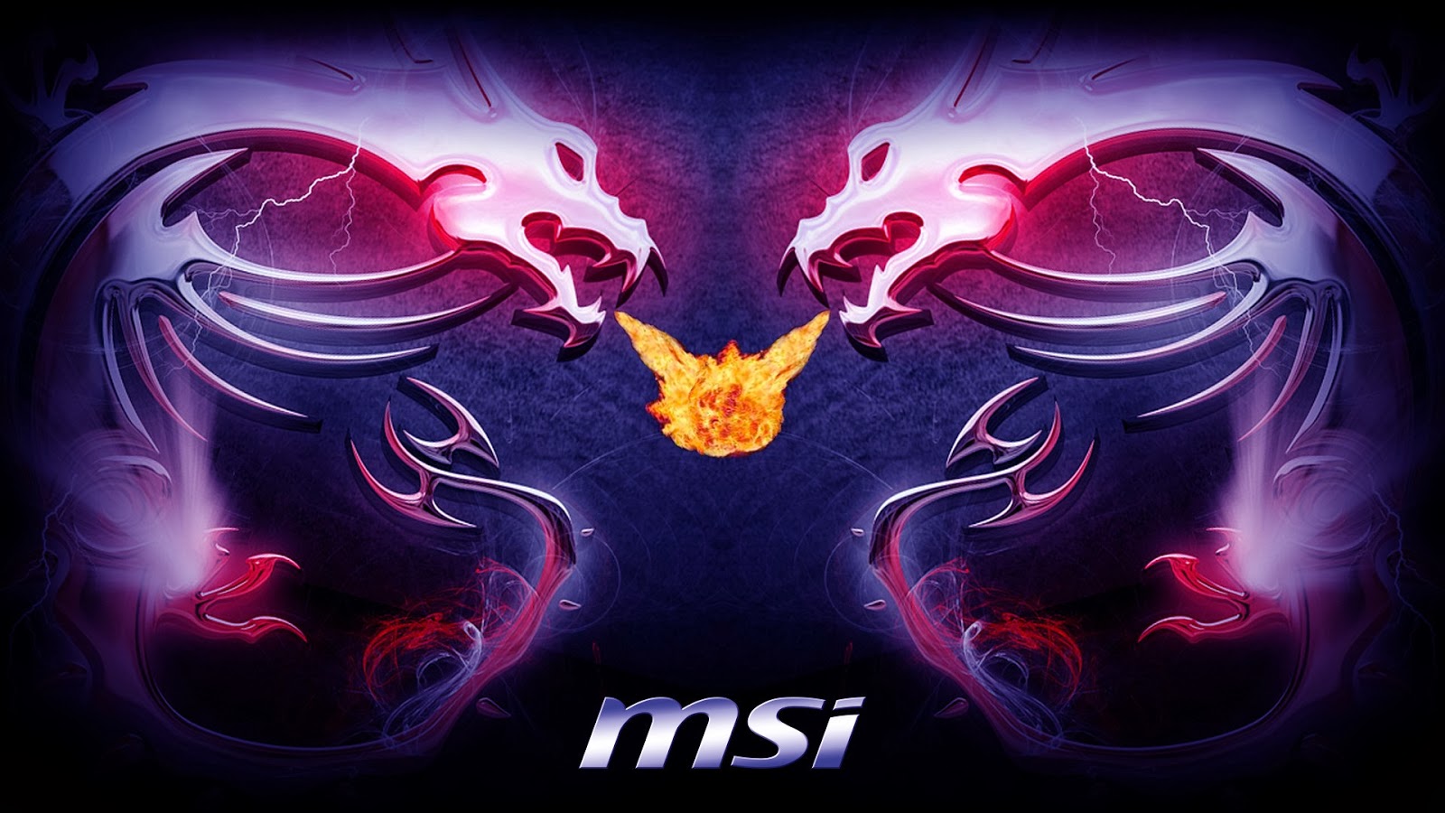 Msi Dragon Logo Fire Breath Widescreen HD Wallpaper J03