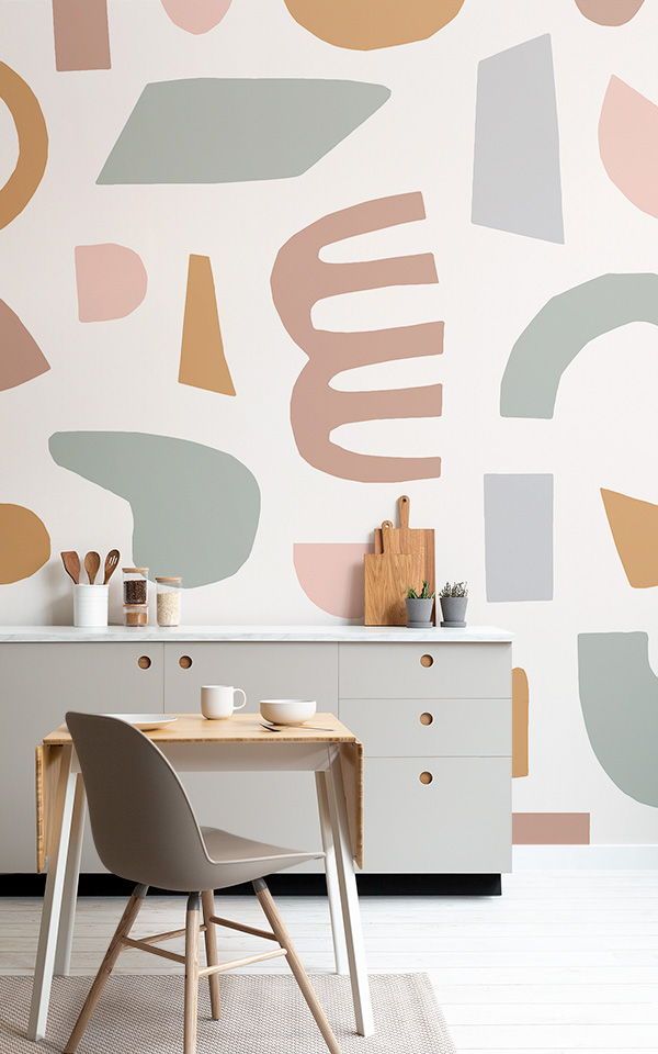 Pastel Rustic Modern Wallpaper Abstract Shapes Muralswallpaper