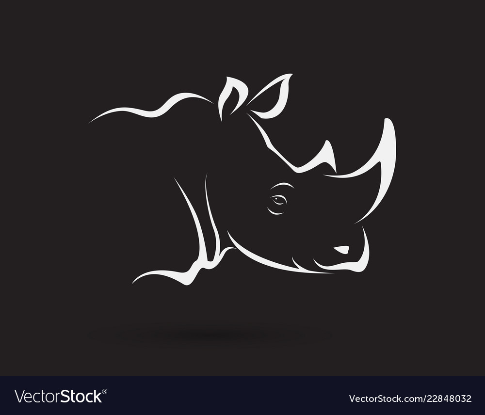 Rhino Head On Black Background Wild Animals Easy Vector Image