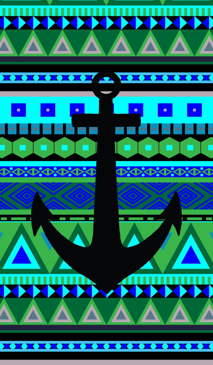 Blue Tribal Anchor Wallpaper Junk