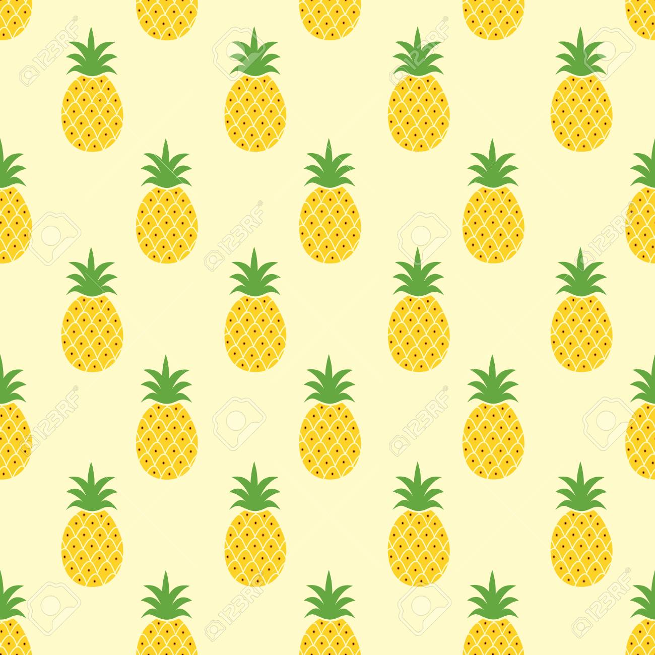 Seamless Pineapple Pattern Cute Pineapple Doodle Pattern For