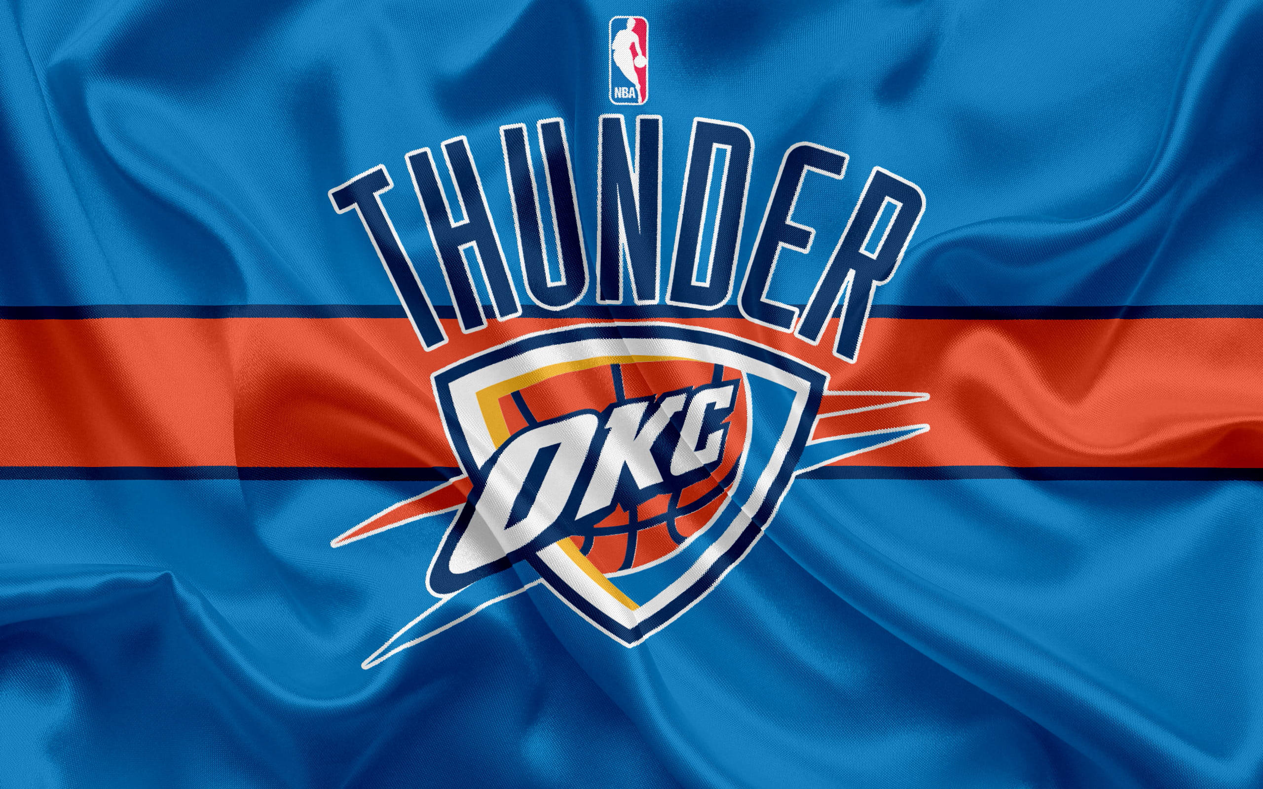 En Seidenflagge Der Oklahoma City Thunder Wallpaper
