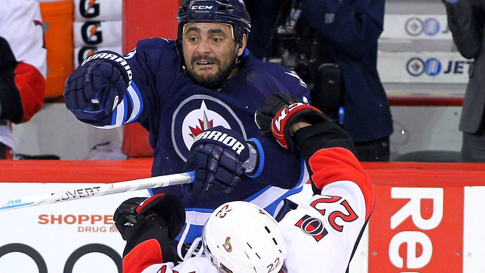 Dustin Byfuglien Bryan Little Injuries E With Jets Fighting