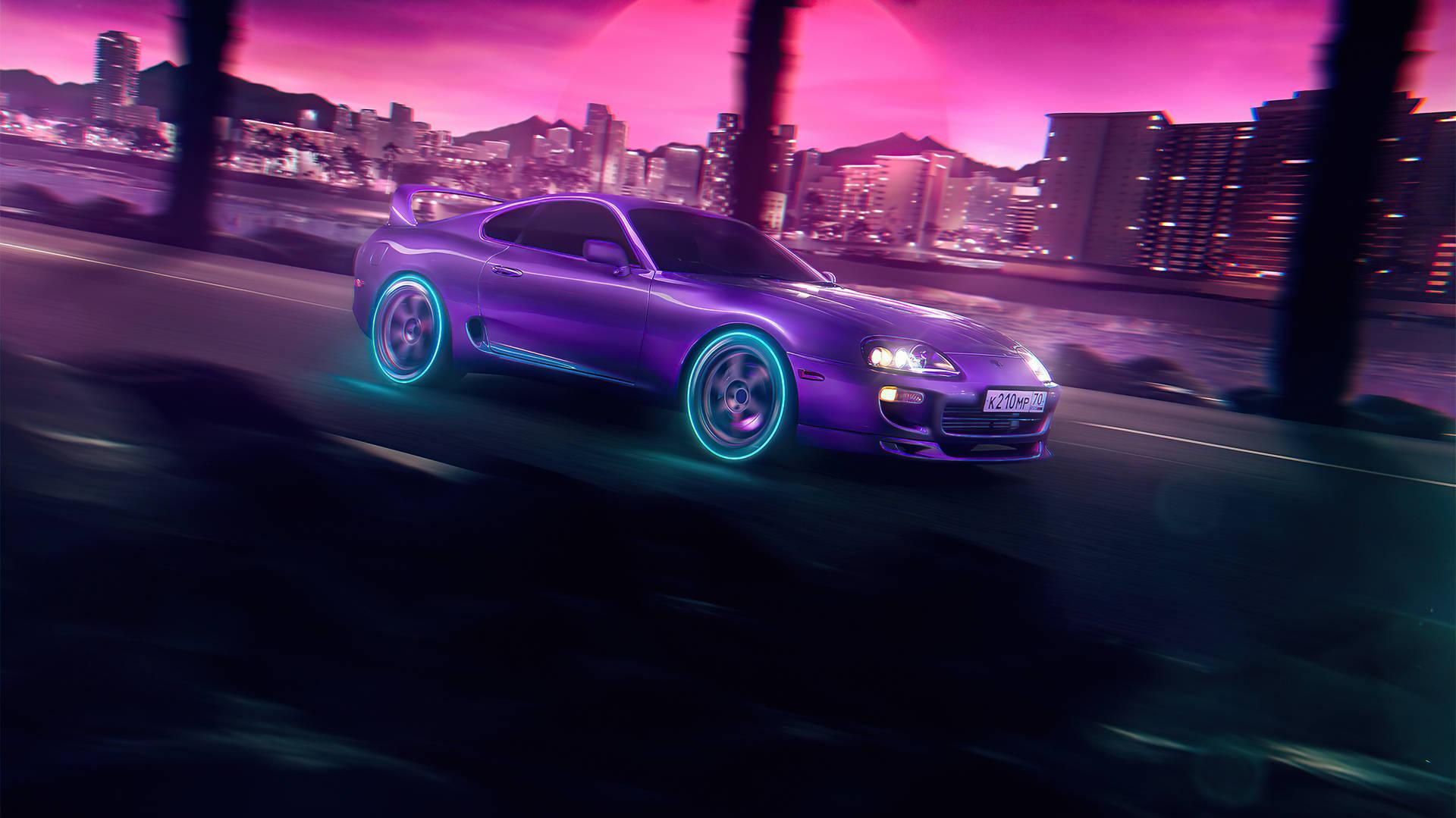 Download Neon Purple Toyota Supra Car Wallpaper