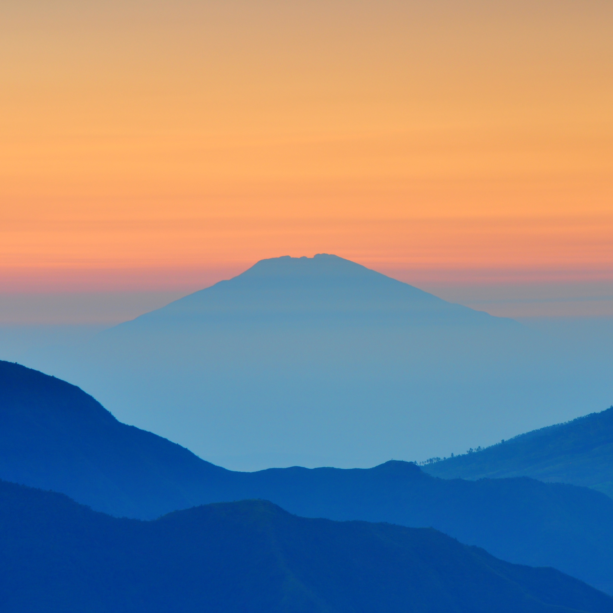Blue Mountains Orange Sky Landscape iPad Wallpaper