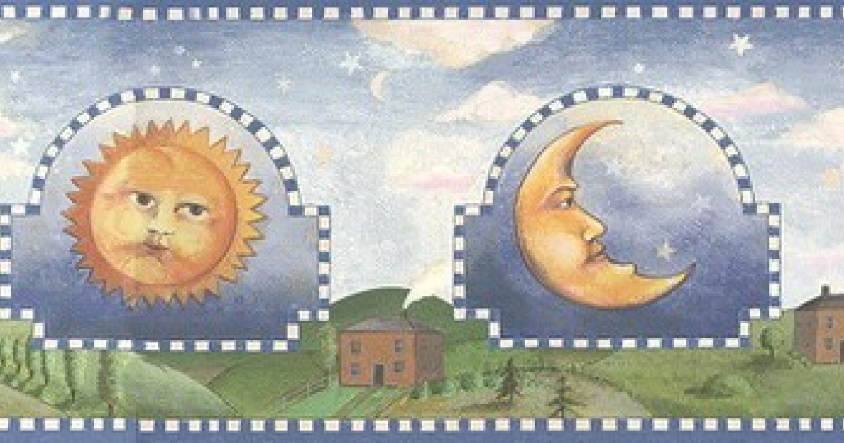 Blue Celestial Sun Moon Wallpaper Border