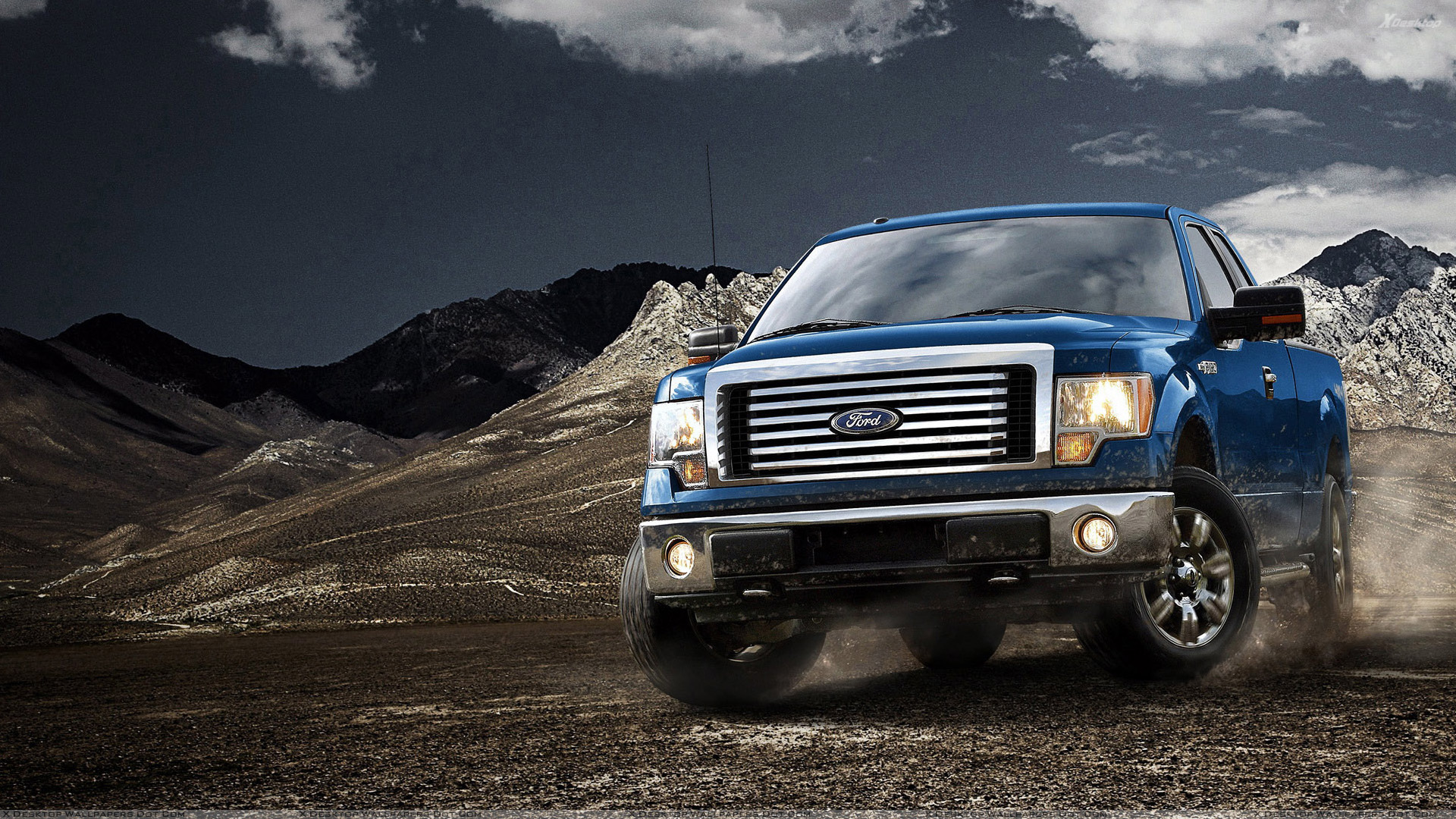 2012 Ford F 150 in Blue Near Mountains Wallpaper 1920x1080