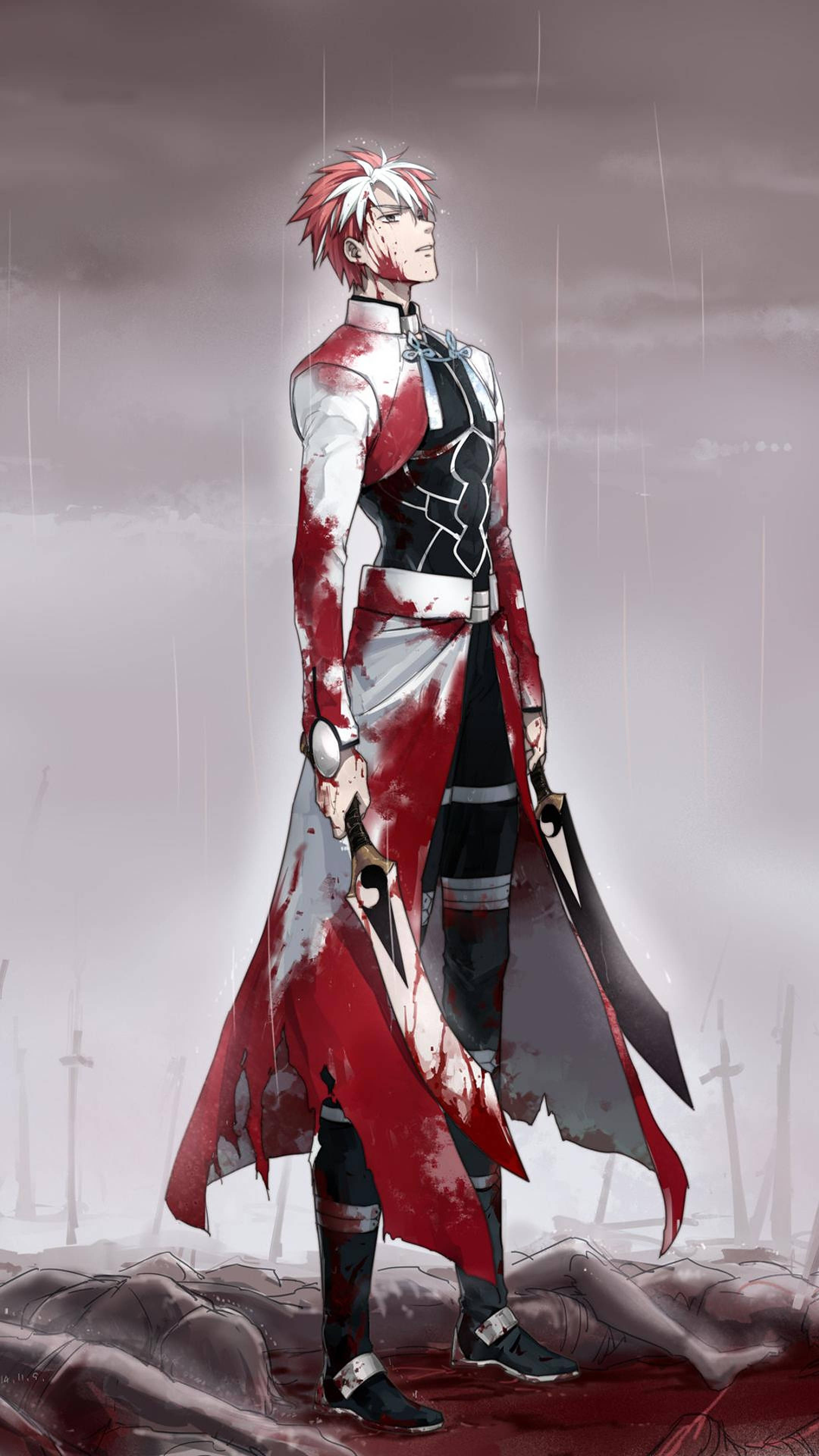 Bloody Anime Boy iPhone Wallpaper