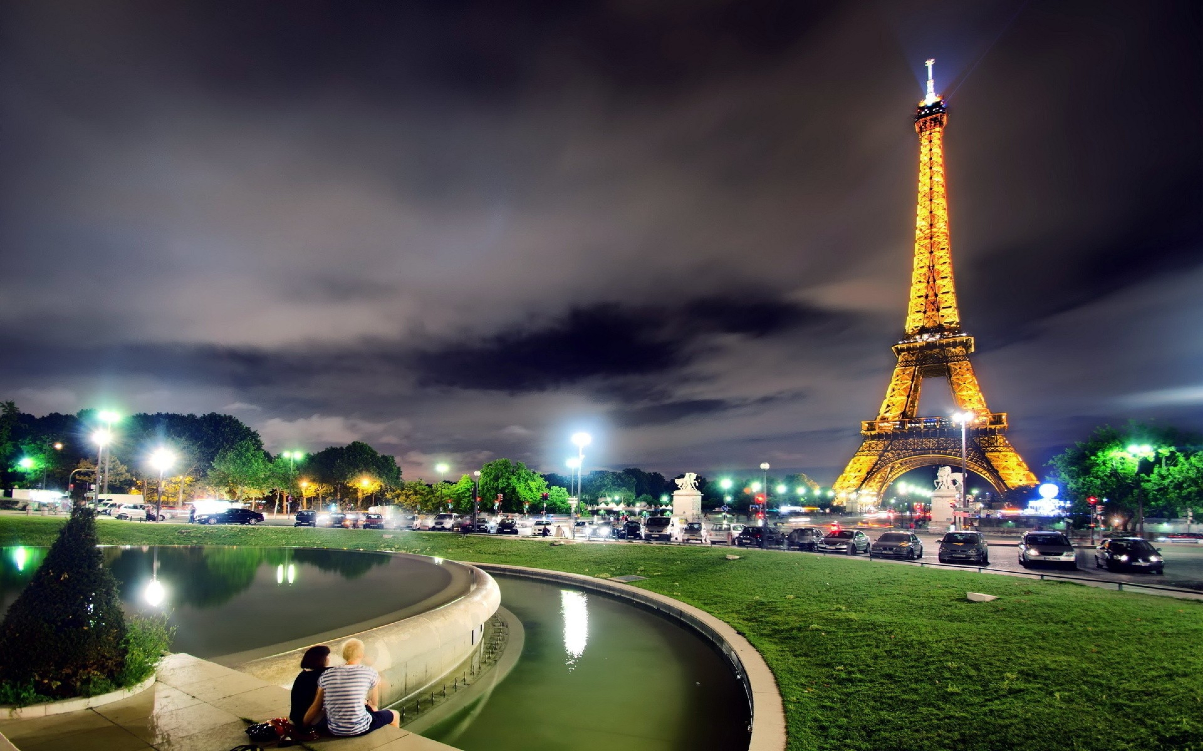 France Paris Eiffel Tower Light Night HDr Wallpaper
