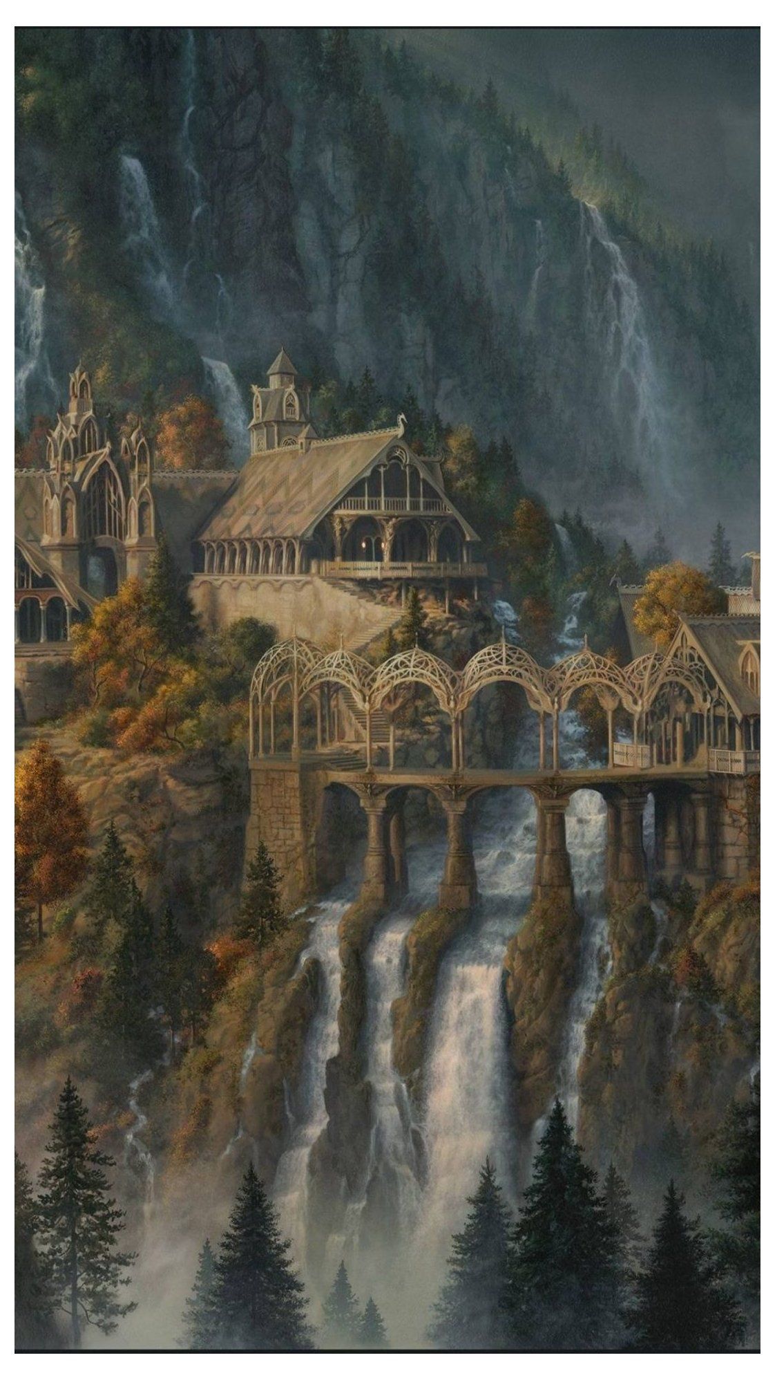 Lord of the Rings Wallpaper Rivendell  Lord of the rings Hobbit art The  hobbit