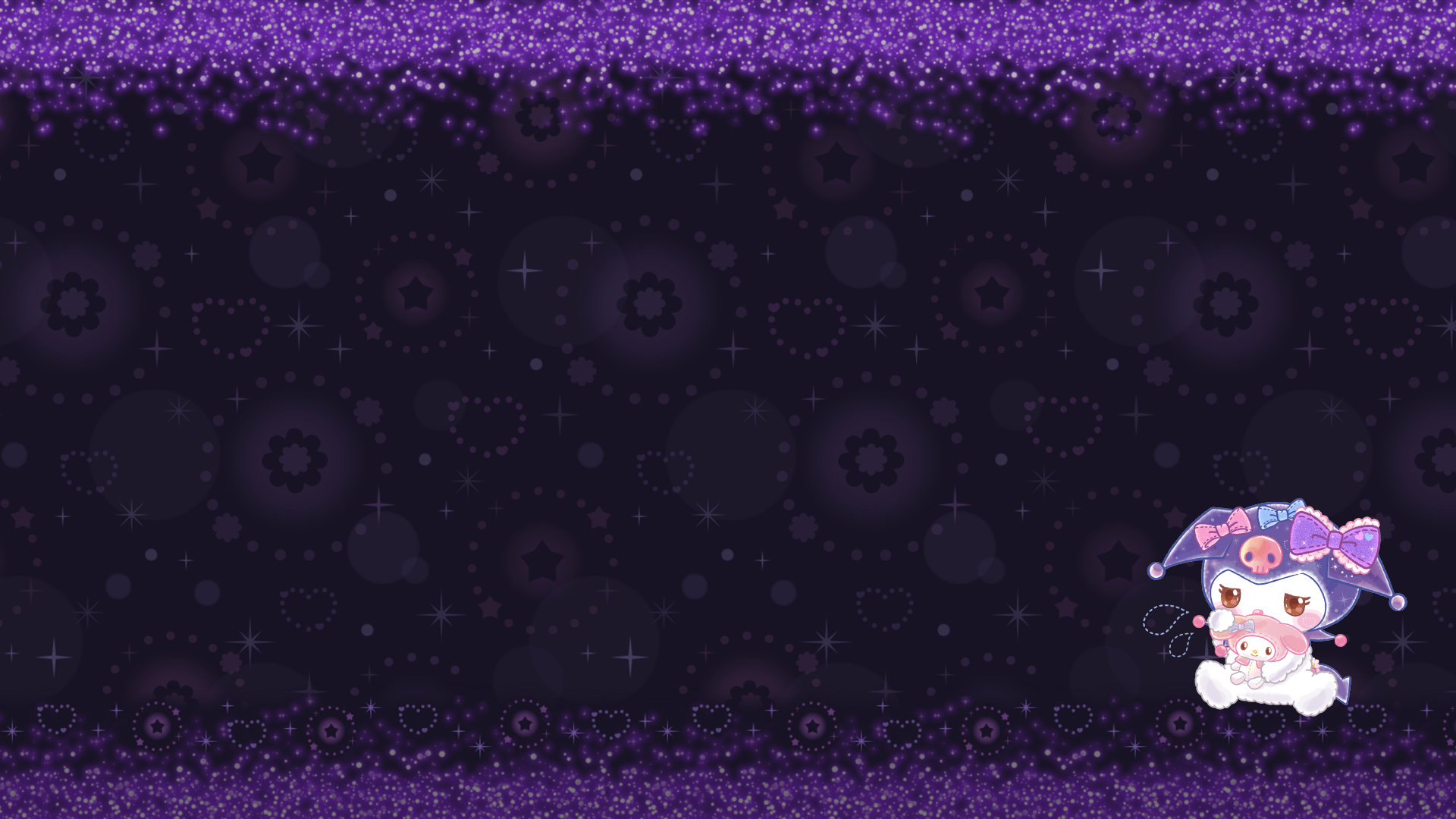Kuromi in a purple galaxy 4k PC wallpaper