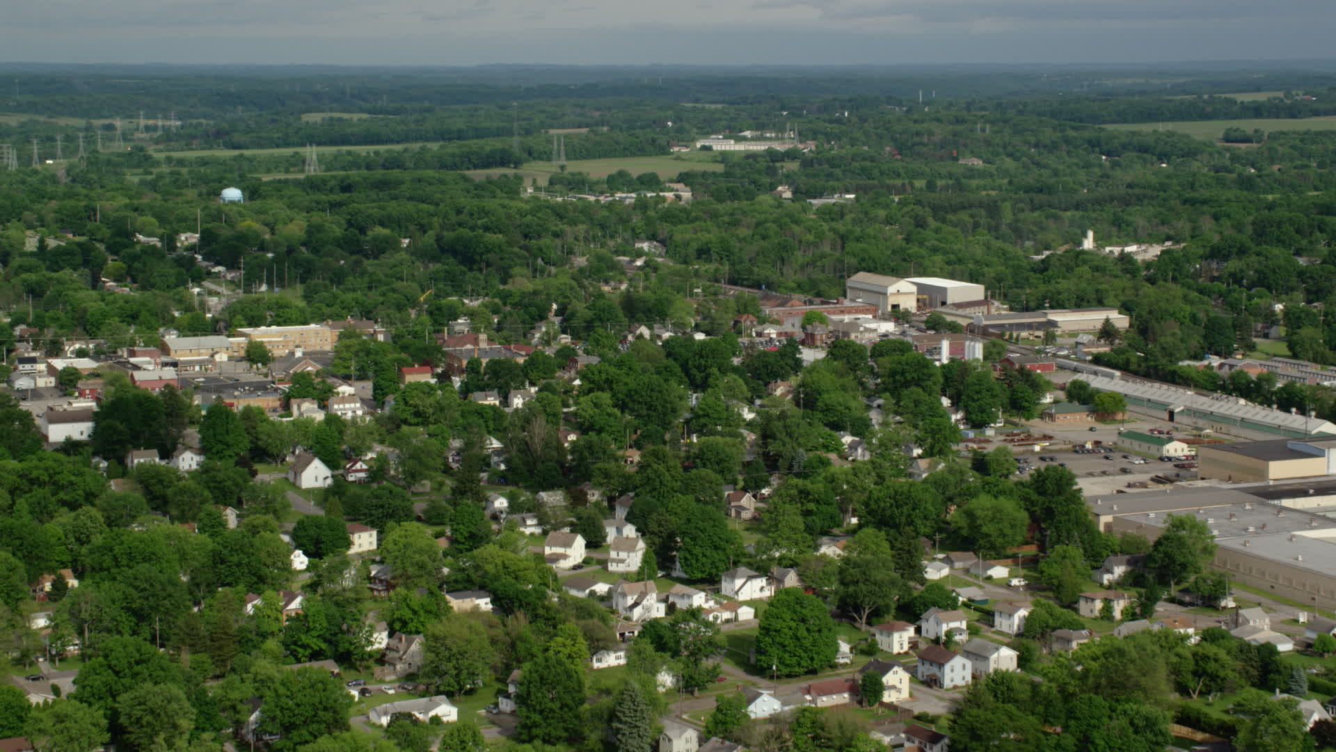 5k Stock Footage Aerial Video Of Homes And Small Town Columbiana