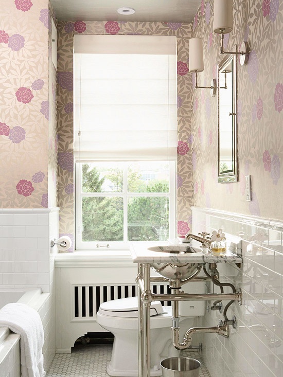 Get The Look Wallpapered Bathroom