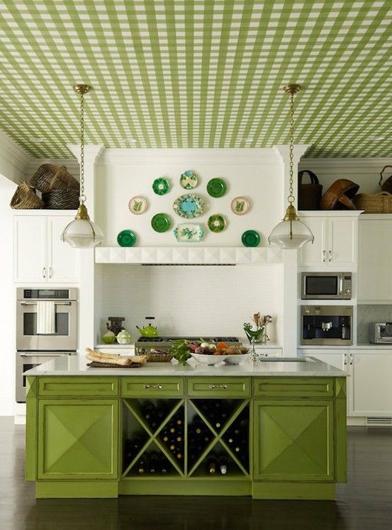 Contemporary Kitchen W Wall Accents Wallpaper
