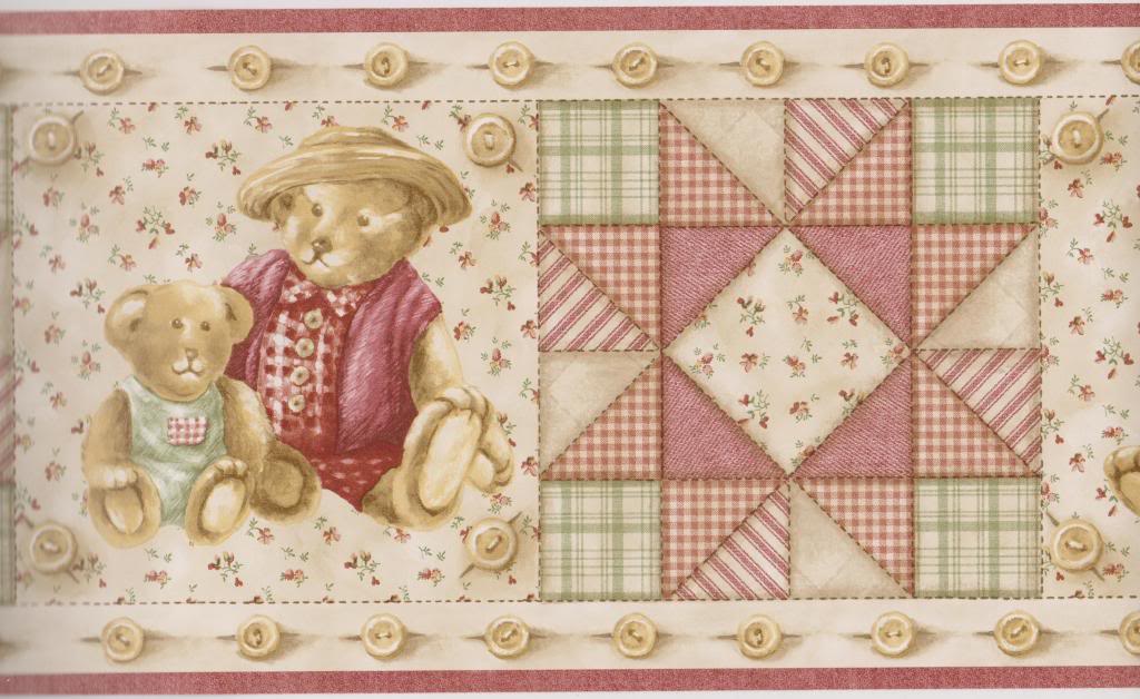 Free download Country Quilt Buttons Teddy Bears Wallpaper Border