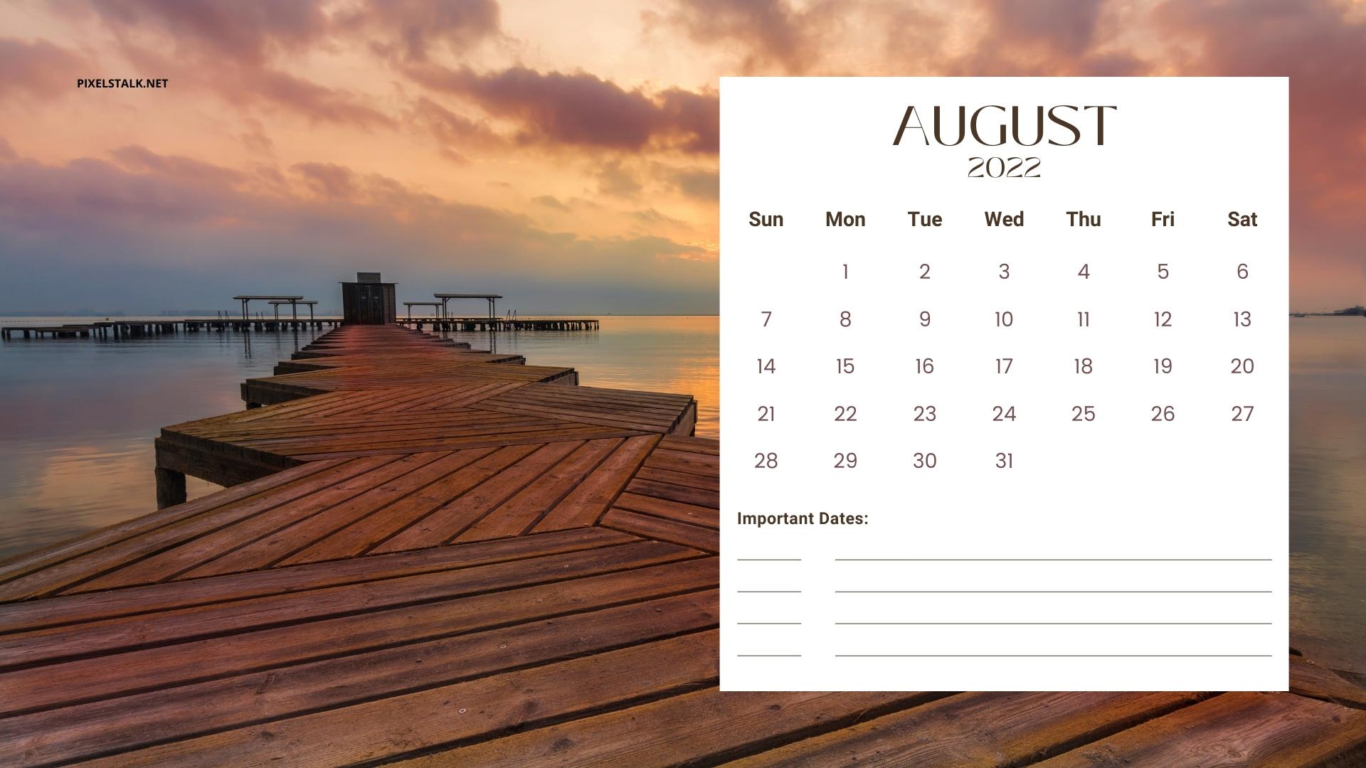 August 2022 calendar wallpaper  Calendar wallpaper August wallpaper  Calendar background
