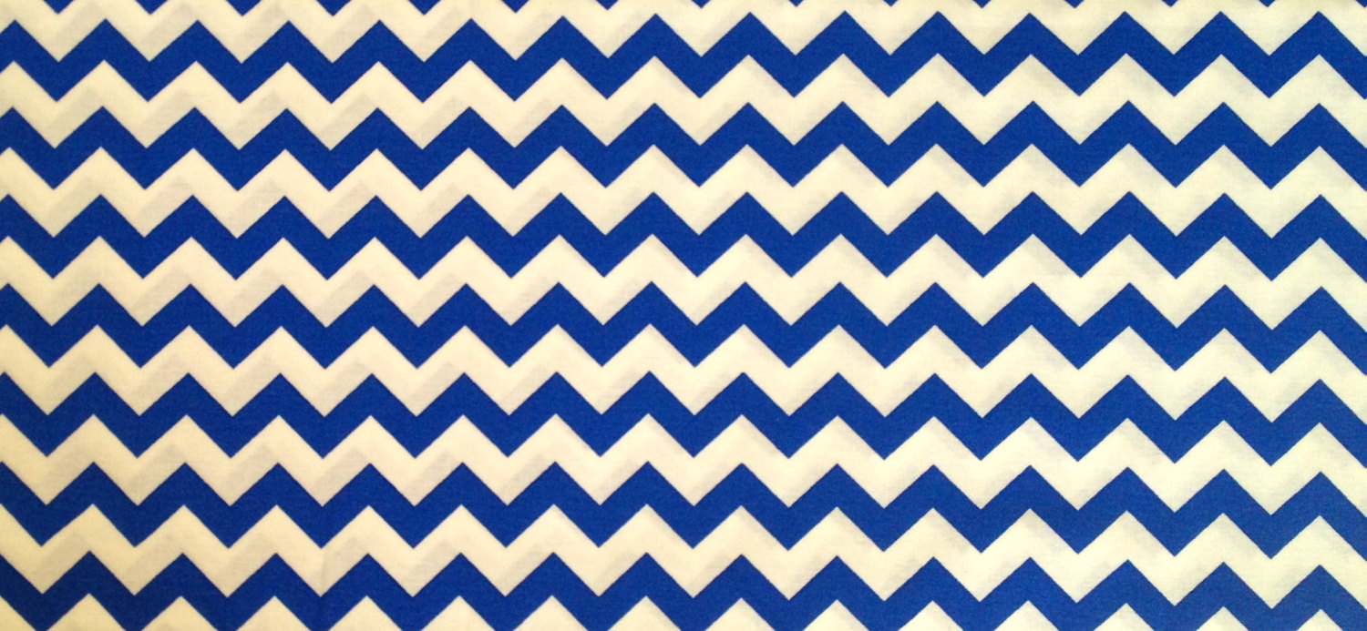 Royal Blue Small Chevron Fabric Zig Zag By Thepalmcottage