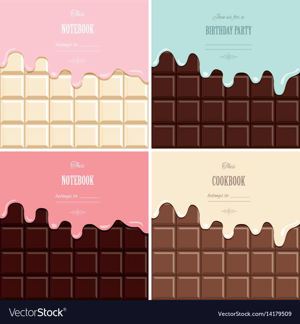 Cream Melted On Chocolate Bar Background Set Cute Vector Image
