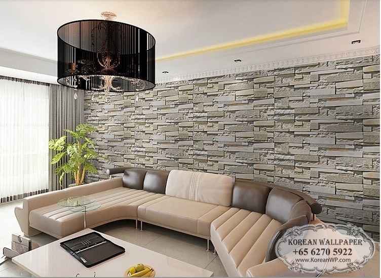 Living room using G Stone 9624 2 Korean Bricks wallpaper