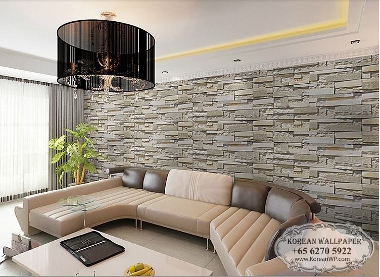 Living Room Using G Stone Korean Bricks Wallpaper