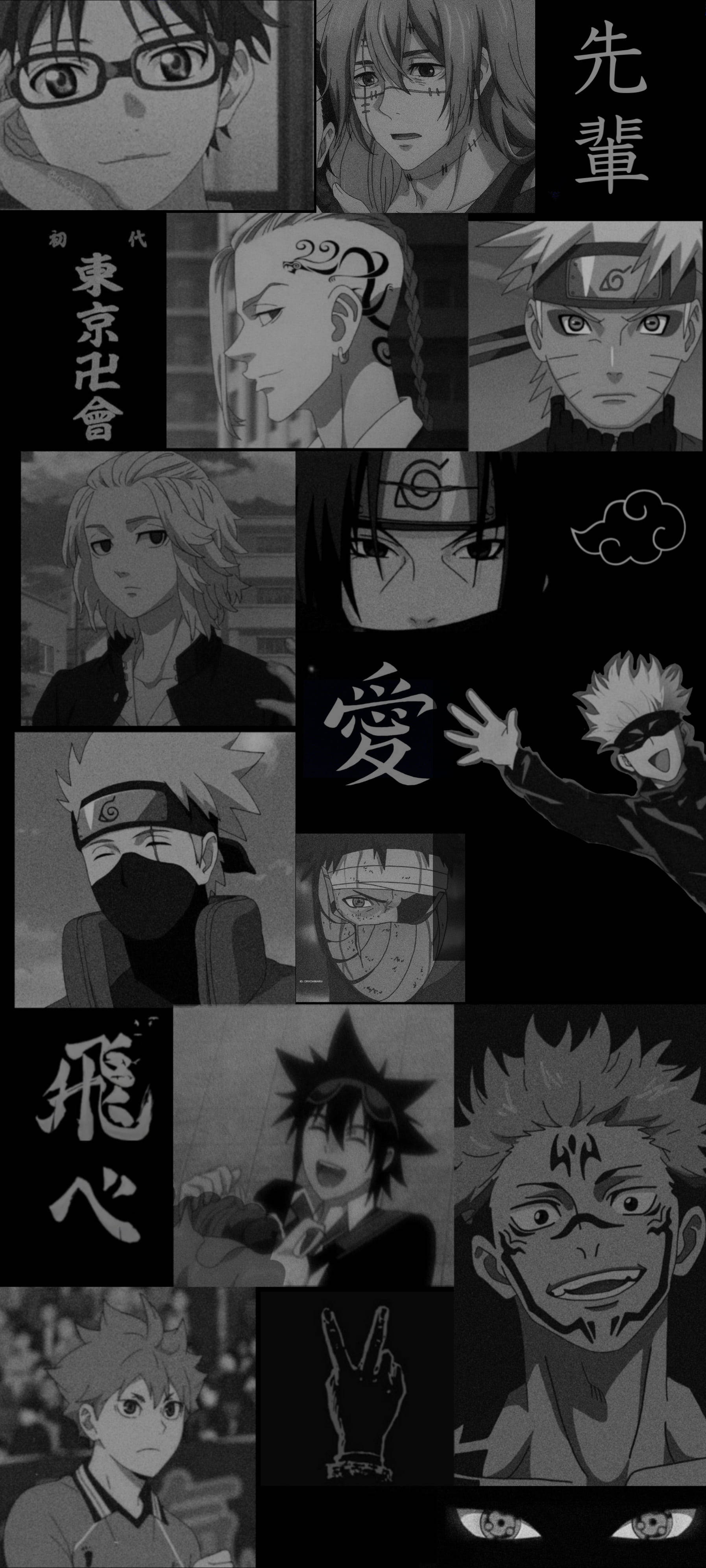 Ladda Ner Animecollage Svart Och Vit Pfp Wallpaper