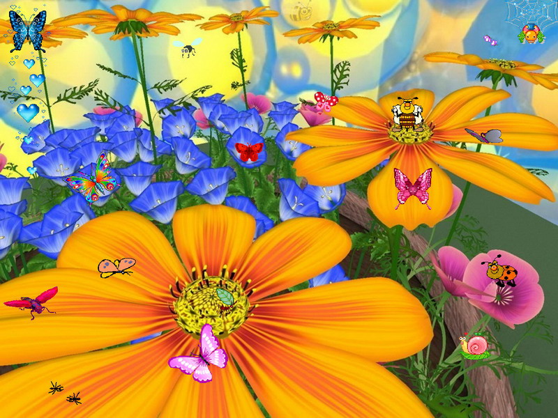 Flowers Screensaver And Butterflies Fullscreensavers