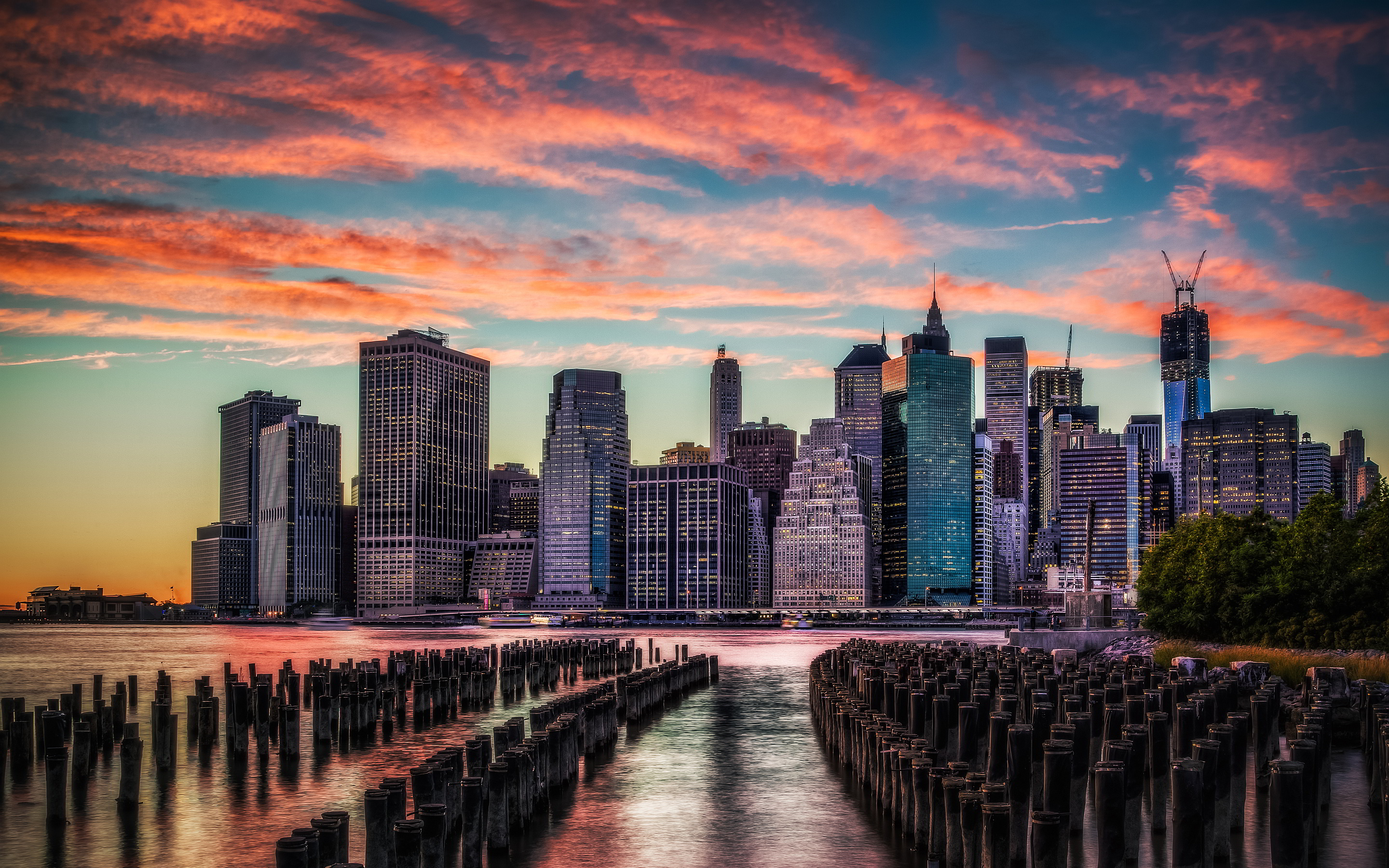 Manhattan Skyline Sunset Wallpaper Pictures Photos Image
