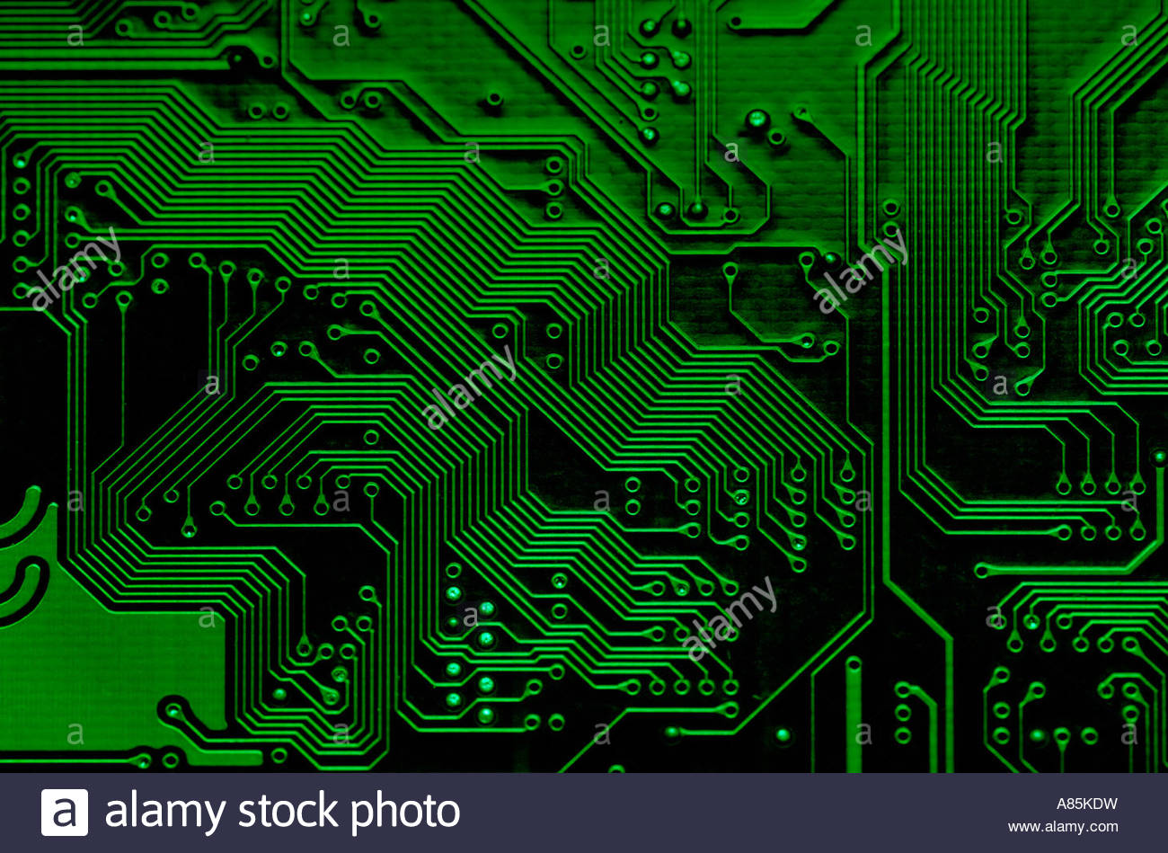 Motherboard Technology Green Background Abstract Stock