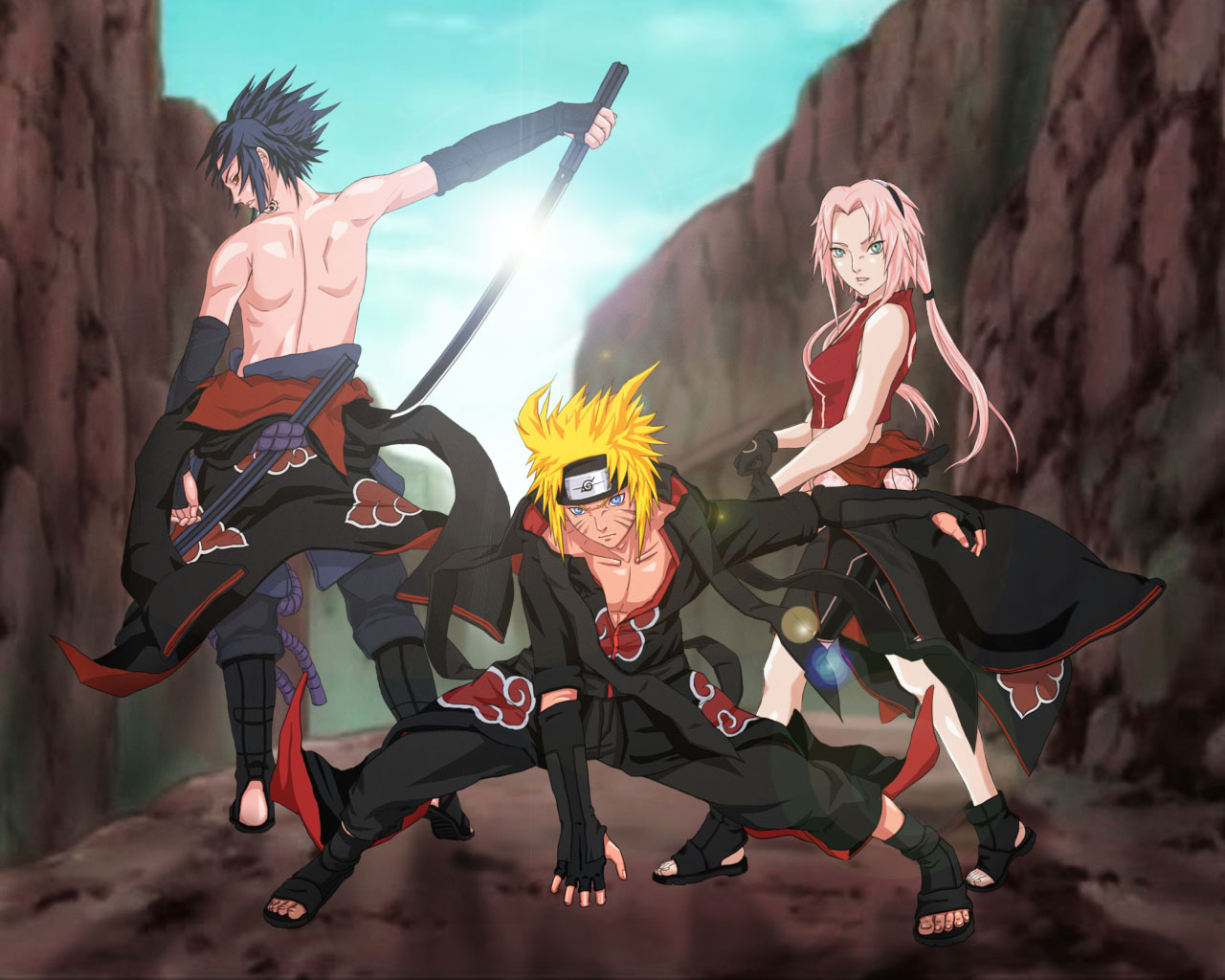 Sasuke Naruto And Sakura In Akatsuki Zekrom676 Wallpaper