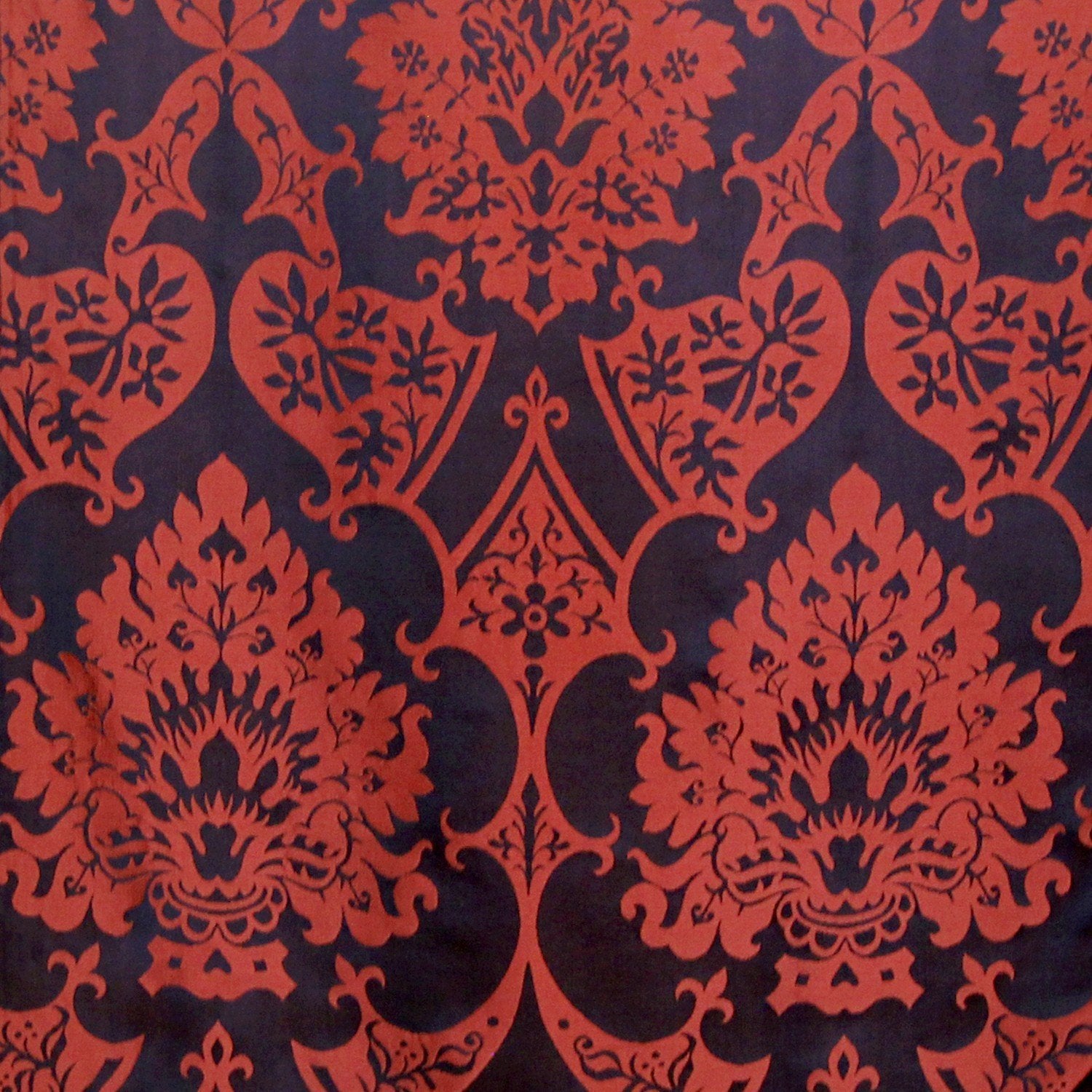 Gothic Silk Damask Black Sarum Red Watts Co