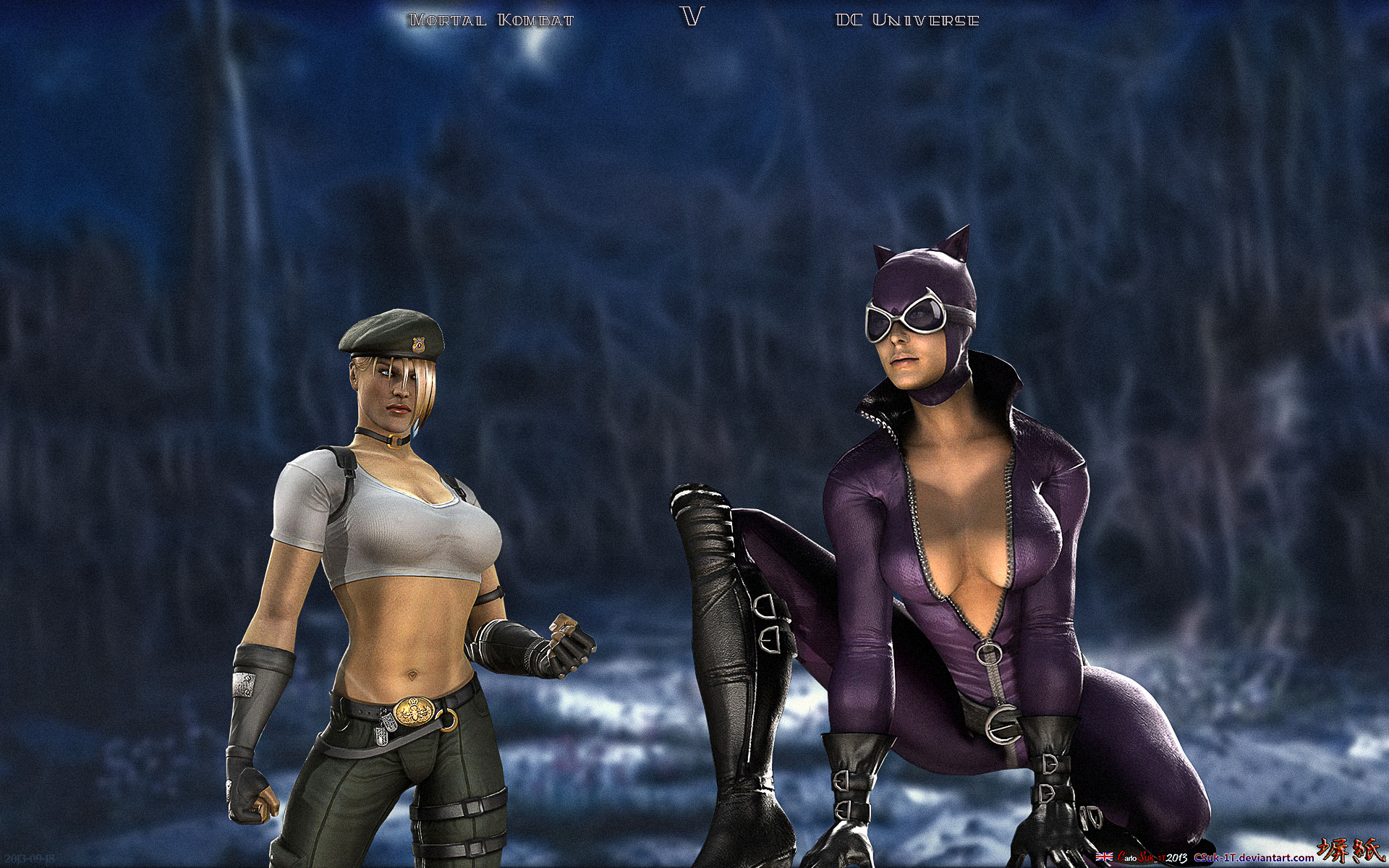 Mortal Kombat v DCUniverse Sonya Blade v Catwoman by CSuk 1T on